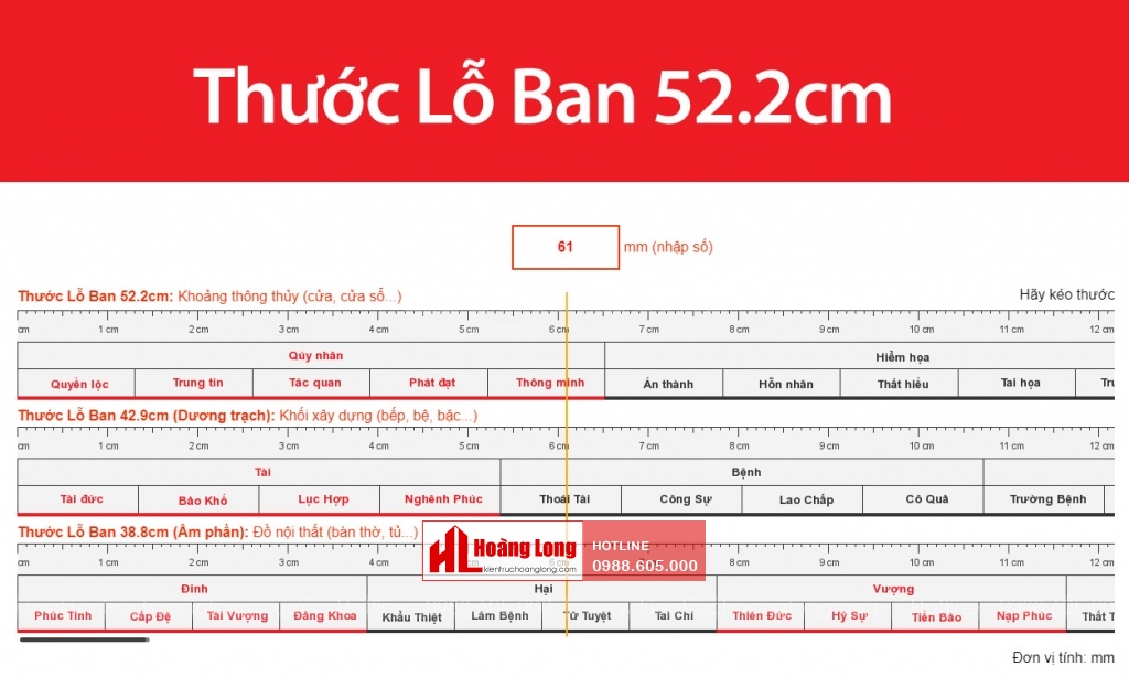 Thước Lỗ Ban 52.2cm là gì? Cách xem Thước Lỗ Ban 52.2cm